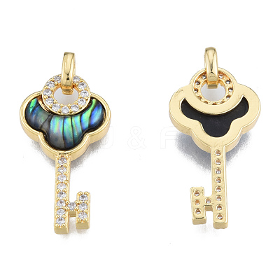 Brass Micro Pave Clear Cubic Zirconia Pendants KK-N233-420-1