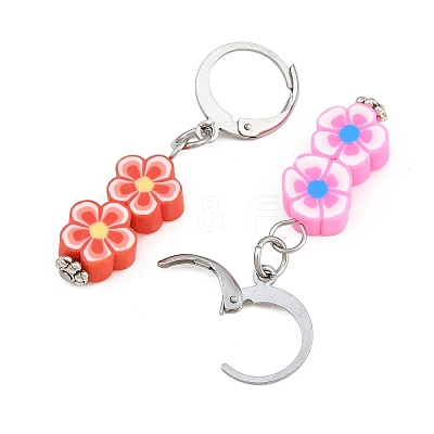 Handmade Polymer Clay Flower Pendant Locking Stitch Markers HJEW-SC0001-45-1