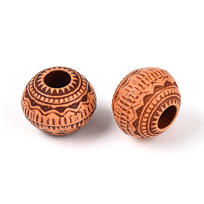 Imitation Wood Acrylic European Beads X-SACR-Q186-13-1