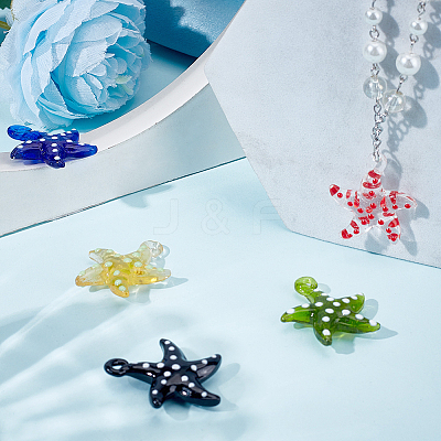 6Pcs 6 Colors Handmade Lampwork Pendants LAMP-SC0001-49-1