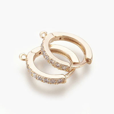 Brass Micro Pave Cubic Zirconia Huggie Hoop Earring Findings KK-O112-13LG-1