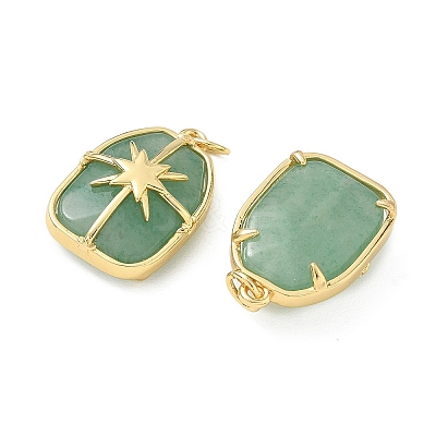 Brass & Natural Green Aventurine Pendants GG-CBAD360-19G-04-1