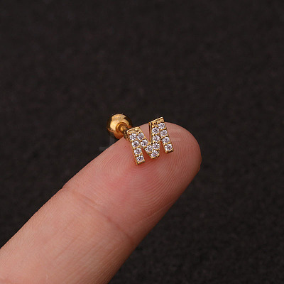 316L Surgical Stainless Steel Micro Pave Clear Cubic Zirconia Cartilage Earrings WG3A850-26-1
