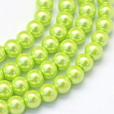 Baking Paint Pearlized Glass Pearl Round Bead Strands X-HY-Q003-6mm-66-1