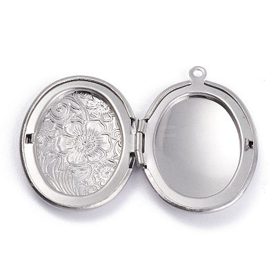 Tarnish Resistant 316 Stainless Steel Locket Pendants STAS-O132-02P-1