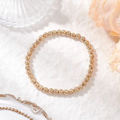 Electroplated Natural Lava Rock Round Beads Stretch Bracelets for Women Men BJEW-JB11982-03-1