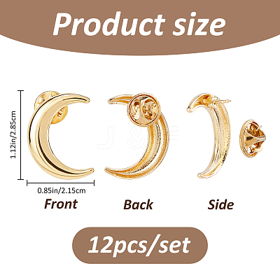 12Pcs Moon Alloy Lapel Pin Backs for Backpack Clothes JEWB-FH0002-79G-1