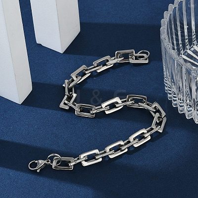 Tarnish Resistant Rectangle 201 Stainless Steel Chain Bracelets LS-BJEW-N240-06P-1
