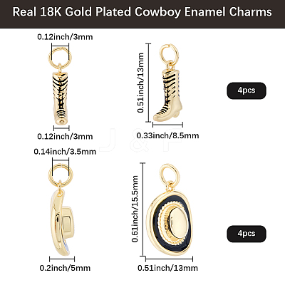 8Pcs 2 Styles Brass Enamel Pendants KK-BBC0022-17-1