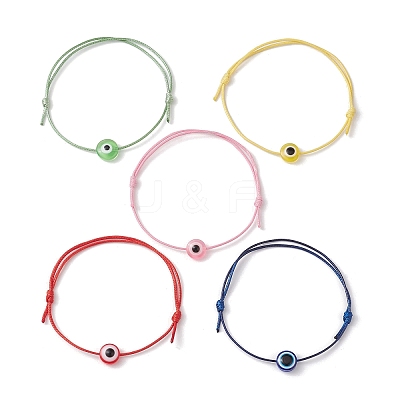 Resin Evil Eye Braided Bead Bracelet BJEW-JB09961-1