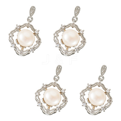 4Pcs Natural Pearl Pendants PALLOY-TAC0181-1