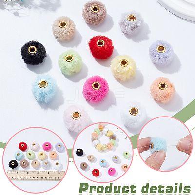 Brass & Imitation Rabbit Hair Beads FIND-WH0126-679-1