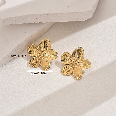 Stylish 201 Stainless Steel Striped Flower Stud Earrings CN5900-2-1