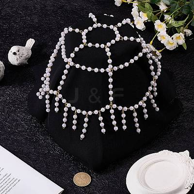 Plastic Pearl Mesh Headbands OHAR-WH20007-07G-1