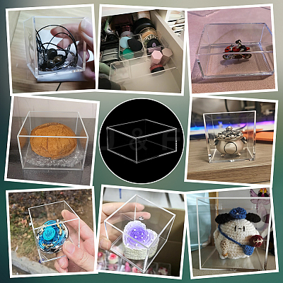 Square Transparent Acrylic Jewelry Packing Boxes with Lid CON-WH0085-169-1