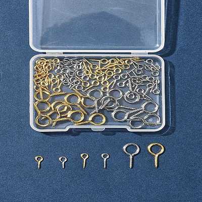 100Pcs 6 Styles 304 Stainless Steel Screw Eye Pin Peg Bails FIND-FS0002-85-1
