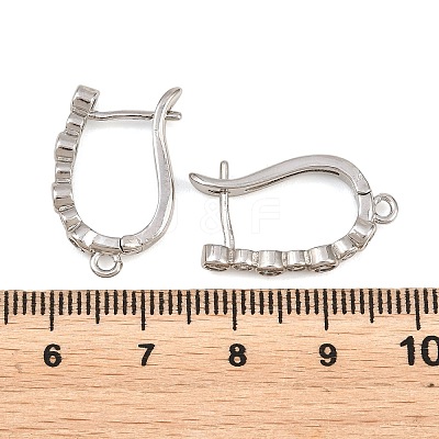 Brass Micro Pave Clear Cubic Zirconia Hoop Earrings Findings KK-K340-33P-1