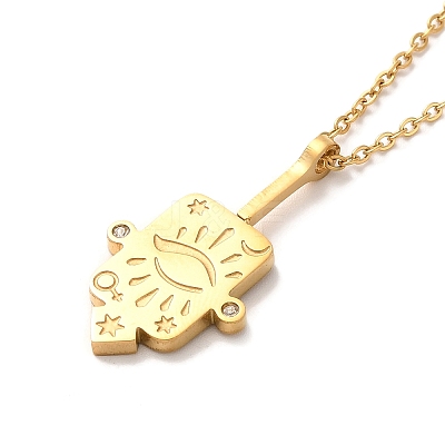 304 Stainless Steel Pandant Necklace for Men Women NJEW-O126-02G-02-1