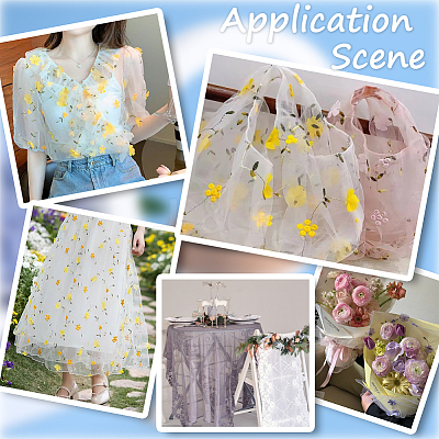 3D Flower Milk Fiber Embroidery Fabric AJEW-WH20006-241A-1