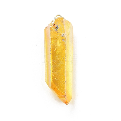 Electroplated Natural Quartz Pendants G-P315-B01-09G-1