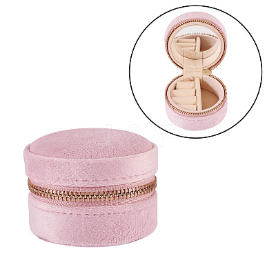 Portable Travel Round Velvet Jewelry Set Storage Zipper Boxes CON-TAC0001-11B-1