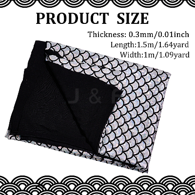 Sparkly Hologram Spandex Mermaid Printed Fish Scale Fabric AJEW-WH0314-30C-1