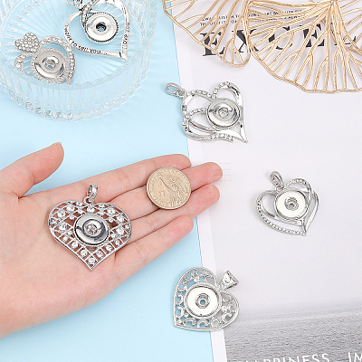 6Pcs 6 Style Alloy Rhinestone Hang Snap Base Pendants FIND-CA0006-90-1