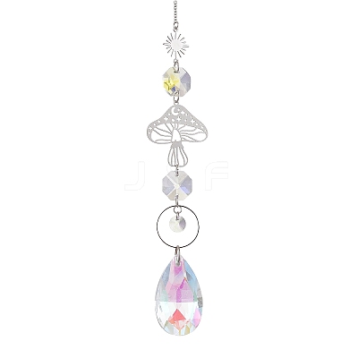 Glass & 201 Stainless Steel Suncatchers HJEW-JM01897-1