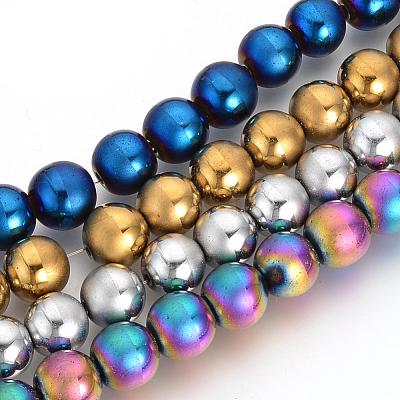 Electroplate Non-magnetic Synthetic Hematite Beads Strands G-Q944-10mm-M-1