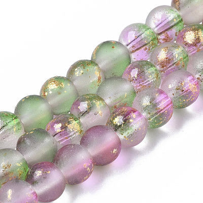 Frosted Spray Painted Glass Beads Strands GLAA-N035-03A-C01-1