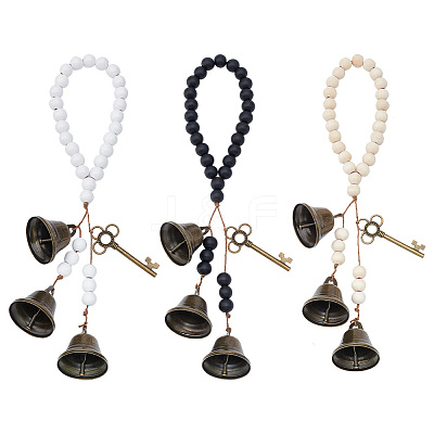 3Pcs Natural Wood Beads Stretch Bracelets Keychains HJEW-PH01537-1