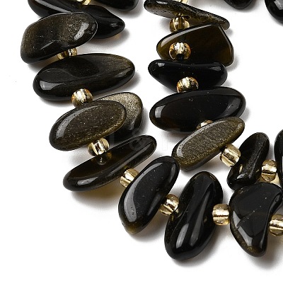 Natural Golden Sheen Obsidian Beads Strands G-L649-A04-01-1