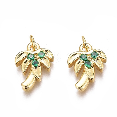 Brass Micro Pave Green Cubic Zirconia Charms ZIRC-O035-14G-1