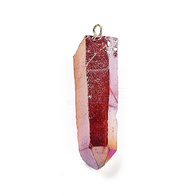 Electroplated Natural Quartz Pendants G-P315-B01-07G-1