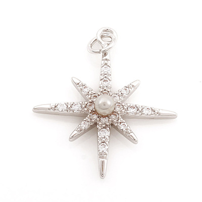 Brass Micro Pave Cubic Zirconia Charms X-ZIRC-G169-06P-1