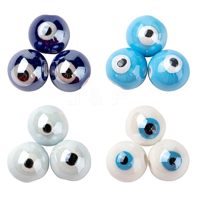 60Pcs 4 Colors Handmade Porcelain Ceramic Beads PORC-LS0001-02-1