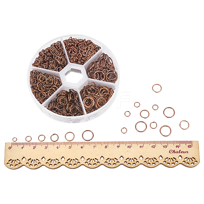 Red Copper Iron Plated Jump Rings with Container Nickel Free for Jewelry Making IFIN-PH0001-06R-NF-1