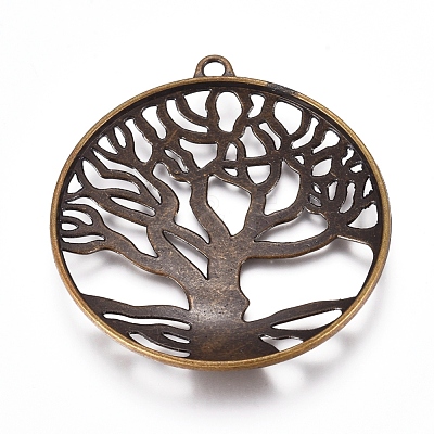 Tibetan Style Pendant Cabochon Settings TIBEP-A23210-AB-FF-1