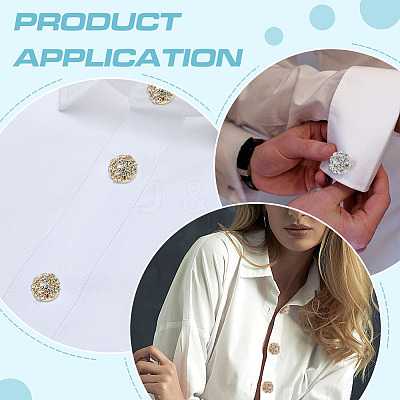 8Pcs 2 Colors Brass Rhinestone Cufflinks KK-ME0003-83-1