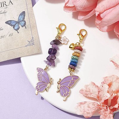 Butterfly Alloy Enamel Pendants Decoraiton HJEW-JM01637-03-1