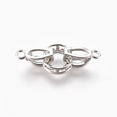 Brass Micro Pave Cubic Zirconia Fold Over Clasps KK-P164-12-1