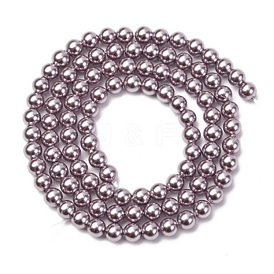 Electroplated Shell Pearl Beads Strands X-BSHE-G041-4mm-02-1