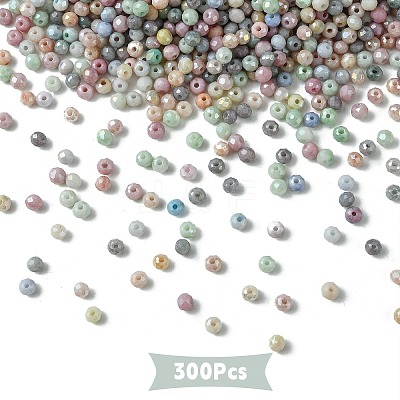300Pcs Faceted Electroplated Glass Beads Strands GLAA-YW0003-38-1