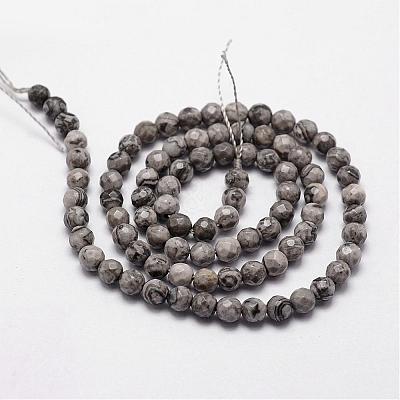 Natural Map Stone/Picasso Stone/Picasso Jasper Beads Strands G-D840-35-4mm-1