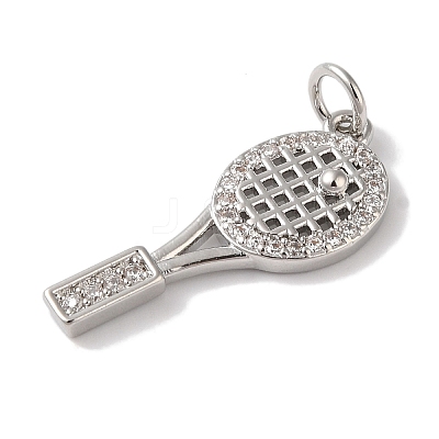 Rack Plating Brass & Clear Cubic Zirconia Pendants KK-L216-058P-1