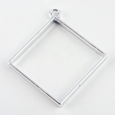 Rack Plating Alloy Rhombus Open Back Bezel Pendants PALLOY-S047-22D-FF-1