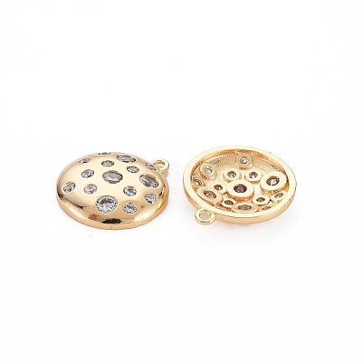 Brass Micro Pave Clear Cubic Zirconia Pendants KK-S364-076-1