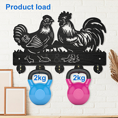 Wood & Iron Wall Mounted Hangers HJEW-WH0055-098-1