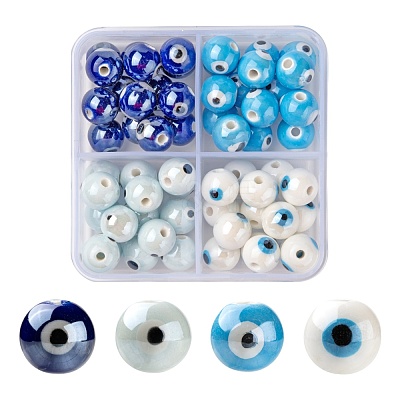 60Pcs 4 Colors Handmade Porcelain Ceramic Beads PORC-LS0001-02-1