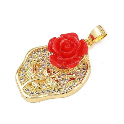 Brass Micro Pave Cubic Zirconia Pendants KK-P323-06G-01-1